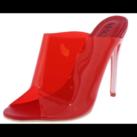 red transparent heels